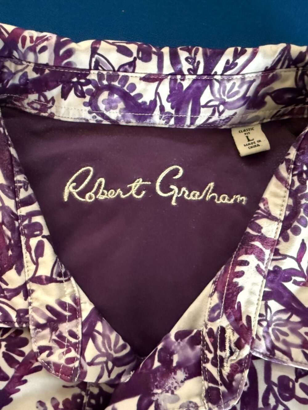 Robert Graham Men's Golf Polo, Purple Paisley Print, Size L — EUC! - Picture 4 of 5